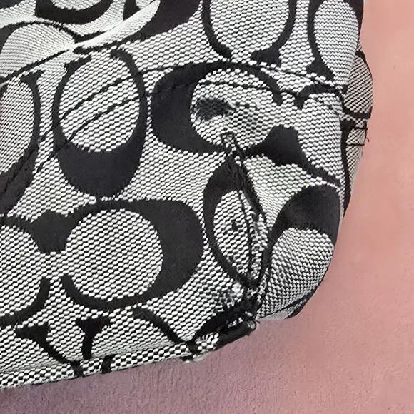 Coach Black And Gray Signature Print Jacquard Satchel - Picture 7 of 7